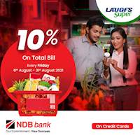 Get 10% Off on Total bill on Every Friday at LAUGFS Super for NDB bank Credit Cards