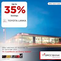 Enjoy up to 35% saving with DFCC Credit Cards at Toyota Lanka