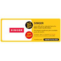 Get up to 20% off on selected items for BOC Credit Cardholders at Singer