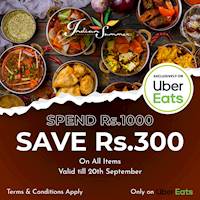 Spend Rs. 1000 on Uber Eats and get Rs. 300 off on all items at 