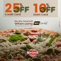 Enjoy a discount of 25% Off credit, 10% off on debit from Mama Louie's when purchasing with a BOC Cards!