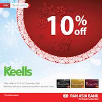 10% off on your total bill at Keells with Pan Asia Bank Credit Cards