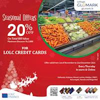 Enjoy 20% off on the total bill value for purchases made at Softlogic Glomark for LOLC Credit Cards