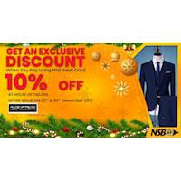 Enjoy 10% off when you pay using NSB Debit card at House of Tailors