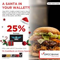 Enjoy 25% savings at Street Burger for dine-in and takeaway with DFCC Credit Card