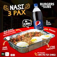 Nasi 3 pax for Rs.2,000/- at Burgers Vs Subs