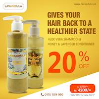20% OFF Aloe Vera Shampoo + Honey & Lavender Conditioner